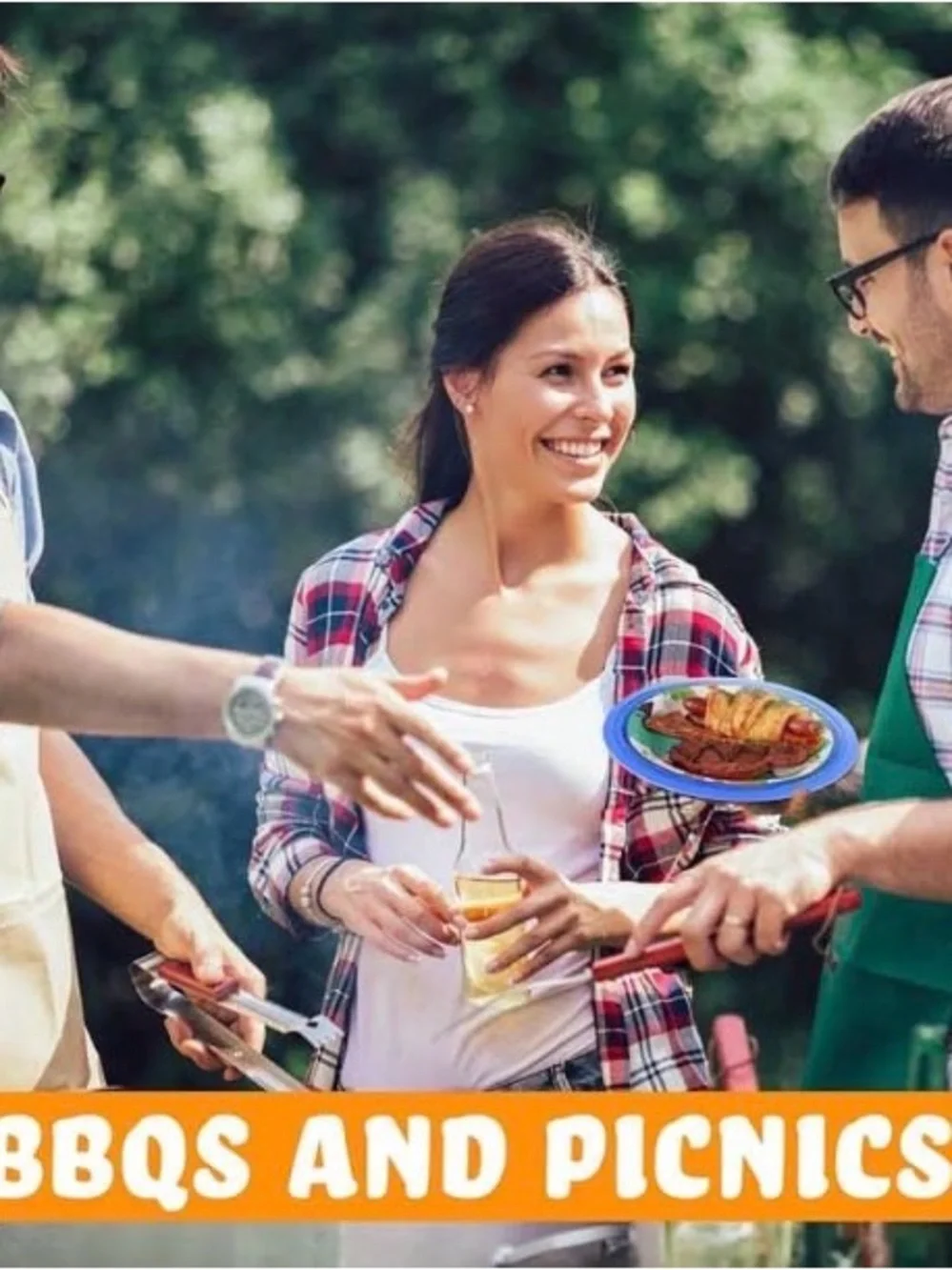 4 Pack 10” Plastic Paper Plates Grippers Holder Secure Home BBQ, Party Serving